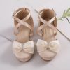 Shoes | Girl’s Flower Girl Shoes Wedding Party Bowknot Rhinestone Satin Round Toe Low Heel Shoes Gold – Girls