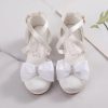 Shoes | Girl’s Flower Girl Shoes Wedding Party Bowknot Rhinestone Satin Round Toe Low Heel Shoes Gold – Girls