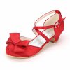 Shoes | Girl’s Flower Girl Shoes Wedding Party Bowknot Satin Round Toe Low Heel Shoes Champagne – Girls