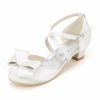 Shoes | Girl’s Flower Girl Shoes Wedding Party Bowknot Satin Round Toe Low Heel Shoes Champagne – Girls