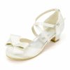 Shoes | Girl’s Flower Girl Shoes Wedding Party Bowknot Satin Round Toe Low Heel Shoes Champagne – Girls