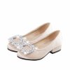 Shoes | Girl’s Flower Girl Shoes Wedding Party Closed Toe Crystal Satin Low Heel Shoes White – Girls