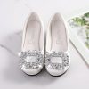 Shoes | Girl’s Flower Girl Shoes Wedding Party Closed Toe Crystal Satin Low Heel Shoes White – Girls