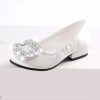 Shoes | Girl’s Flower Girl Shoes Wedding Party Closed Toe Crystal Satin Low Heel Shoes White – Girls