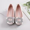 Shoes | Girl’s Flower Girl Shoes Wedding Party Closed Toe Crystal Satin Low Heel Shoes White – Girls