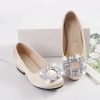 Shoes | Girl’s Flower Girl Shoes Wedding Party Closed Toe Crystal Satin Low Heel Shoes White – Girls