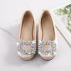 Shoes | Girl’s Flower Girl Shoes Wedding Party Closed Toe Crystal Satin Low Heel Shoes White – Girls