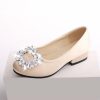 Shoes | Girl’s Flower Girl Shoes Wedding Party Closed Toe Crystal Satin Low Heel Shoes White – Girls