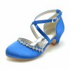 Shoes | Girl’s Flower Girl Shoes Wedding Party Crystal Satin Round Toe Low Heel Shoes Blue – Girls