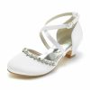 Shoes | Girl’s Flower Girl Shoes Wedding Party Crystal Satin Round Toe Low Heel Shoes Blue – Girls