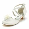 Shoes | Girl’s Flower Girl Shoes Wedding Party Flower Pearl Satin Round Toe Low Heel Shoes White – Girls