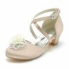 Shoes | Girl’s Flower Girl Shoes Wedding Party Flower Pearl Satin Round Toe Low Heel Shoes White – Girls