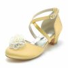 Shoes | Girl’s Flower Girl Shoes Wedding Party Flower Pearl Satin Round Toe Low Heel Shoes White – Girls