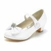 Shoes | Girl’s Flower Girl Shoes Wedding Party Mary Jane Bowknot Crystal Satin Round Toe Low Heel Shoes Fuchsia – Girls