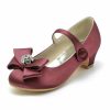 Shoes | Girl’s Flower Girl Shoes Wedding Party Mary Jane Bowknot Crystal Satin Round Toe Low Heel Shoes Pink – Girls