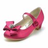 Shoes | Girl’s Flower Girl Shoes Wedding Party Mary Jane Bowknot Crystal Satin Round Toe Low Heel Shoes Pink – Girls