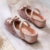 Shoes | Girl’s Flower Girl Shoes Wedding Party Mary Jane Bowknot Pearl Glitter Faux Leather Round Toe Flat Heel Shoes Pink – Girls