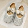 Shoes | Girl’s Flower Girl Shoes Wedding Party Mary Jane Bowknot Pearl Glitter Faux Leather Round Toe Flat Heel Shoes Pink – Girls