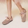 Shoes | Girl’s Flower Girl Shoes Wedding Party Mary Jane Bowknot Pearl Glitter Faux Leather Round Toe Flat Heel Shoes Pink – Girls