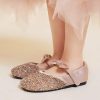 Shoes | Girl’s Flower Girl Shoes Wedding Party Mary Jane Bowknot Pearl Glitter Faux Leather Round Toe Flat Heel Shoes Pink – Girls