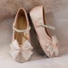 Shoes | Girl’s Flower Girl Shoes Wedding Party Mary Jane Bowknot Rhinestone Glitter Faux Leather Round Toe Flat Heel Shoes Pink – Girls