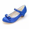 Shoes | Girl’s Flower Girl Shoes Wedding Party Mary Jane Bowknot Rhinestone Satin Round Toe Low Heel Shoes Blue – Girls