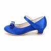 Shoes | Girl’s Flower Girl Shoes Wedding Party Mary Jane Bowknot Rhinestone Satin Round Toe Low Heel Shoes Blue – Girls