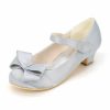 Shoes | Girl’s Flower Girl Shoes Wedding Party Mary Jane Bowknot Satin Round Toe Low Heel Shoes Champagne – Girls