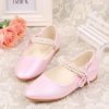 Shoes | Girl’s Flower Girl Shoes Wedding Party Mary Jane Junior Bridesmaid Shoes Bowknot Pearl Leatherette Flat Heel Shoes White – Girls