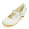 Shoes | Girl’s Flower Girl Shoes Wedding Party Mary Jane Satin Round Toe Low Heel Shoes White – Girls