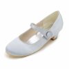 Shoes | Girl’s Flower Girl Shoes Wedding Party Mary Jane Satin Round Toe Low Heel Shoes White – Girls