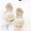 Shoes | Girl’s Flower Girl Shoes Wedding Party Peep Toe Flower Pearl Leatherette Flat Heel Shoes White – Girls