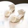 Shoes | Girl’s Flower Girl Shoes Wedding Party Peep Toe Flower Pearl Leatherette Flat Heel Shoes White – Girls