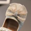 Shoes | Girl’s Princess Shoes Bowknot Pearl Rhinestone Mary Jane Wedding Party Glitter Round Toe Closed Toe Flat Heel Hook & Loop Shoes Gold – Girls