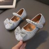 Shoes | Girl’s Princess Shoes Bowknot Pearl Rhinestone Mary Jane Wedding Party Glitter Round Toe Closed Toe Flat Heel Hook & Loop Shoes Gold – Girls