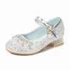 Shoes | Girl’s Princess Shoes Wedding Party Cosplay Mary Jane Junior Bridesmaid Shoes Rhinestone Glitter Round Toe Low Heel Shoes Silver – Girls