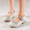 Shoes | Girl’s Princess Shoes Wedding Party Cosplay Mary Jane Junior Bridesmaid Shoes Rhinestone Glitter Round Toe Low Heel Shoes Silver – Girls