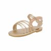 Shoes | Girl’s Sandals Daily Beach Faux Leather Open Toe Flat Heel Shoes Gold – Girls