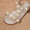 Shoes | Girl’s Sandals Daily Beach Flower Pearl Faux Leather Open Toe Flat Heel Shoes Champagne – Girls