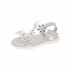 Shoes | Girl’s Sandals Daily Beach Flower Rhinestone Faux Leather Open Toe Flat Heel Shoes Gold – Girls