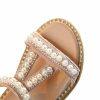 Shoes | Girl’s Sandals Daily Beach Pearl Faux Leather Open Toe Flat Heel Shoes White – Girls