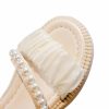 Shoes | Girl’s Sandals Flower Girl Shoes Wedding Party Beach Pearl Ruched Faux Leather Open Toe Low Heel Shoes Beige – Girls