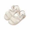 Shoes | Girl’s Sandals Flower Girl Shoes Wedding Party Beach Pearl Ruched Faux Leather Open Toe Low Heel Shoes Beige – Girls