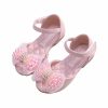 Shoes | Girl’s Sandals Flower Girl Shoes Wedding Party Bowknot Pearl Rhinestone Faux Leather Peep Toe Flat Heel Shoes Beige – Girls