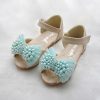 Shoes | Girl’s Sandals Flower Girl Shoes Wedding Party Bowknot Pearl Rhinestone Faux Leather Peep Toe Flat Heel Shoes Beige – Girls