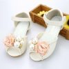 Shoes | Girl’s Sandals Flower Girl Shoes Wedding Party Junior Bridesmaid Shoes Flower Pearl Faux Leather Peep Toe Flat Heel Shoes Ivory – Girls