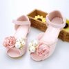 Shoes | Girl’s Sandals Flower Girl Shoes Wedding Party Junior Bridesmaid Shoes Flower Pearl Faux Leather Peep Toe Flat Heel Shoes Ivory – Girls