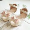 Shoes | Girl’s Sandals Flower Girl Shoes Wedding Party Peep Toe Junior Bridesmaid Shoes Bowknot Pearl Leatherette Flat Heel Shoes Apricot – Girls