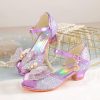 Shoes | Girl’s Sandals Princess Shoes Daily Party Junior Bridesmaid Shoes Pearl Rhinestone Butterfly Glitter Peep Toe Low Heel Shoes Gold – Girls