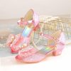 Shoes | Girl’s Sandals Princess Shoes Daily Party Junior Bridesmaid Shoes Pearl Rhinestone Butterfly Glitter Peep Toe Low Heel Shoes Gold – Girls